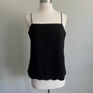 J.Crew Scallop Hem Tank Camisole Top Black 4 NWT